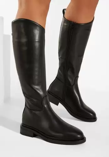 Cizme cu toc mic negre Braga