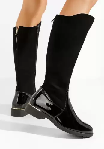 Cizme cu toc mic negre Colina V2