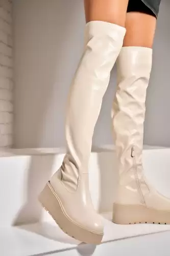 Cizme iarna Bej din Piele Ecologica Heilyn