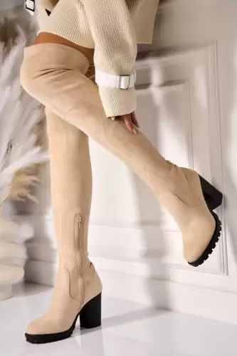 Cizme iarna Bej din Piele Ecologica Intoarsa Yaleyza