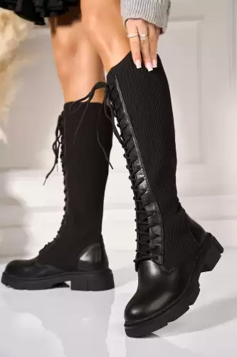 Cizme iarna Negre din Piele Ecologica Lilyona