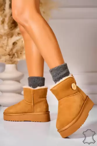 Cizme Piele Naturala Intoarsa dama Camel Eires