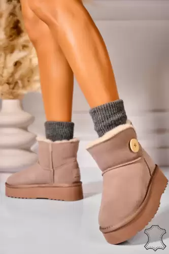 Cizme Piele Naturala Intoarsa dama Kaki Eires