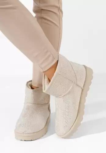 Cizme tip ugg Rosaine bej