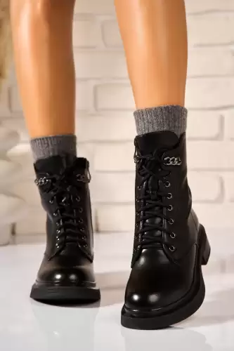 Ghete Dama Imblanite Negre din Piele Ecologica Aleiya