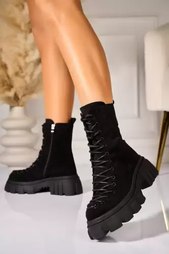 Ghete Dama Imblanite Negre din Piele Ecologica Intoarsa Pragya2