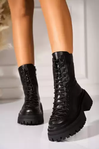 Ghete Dama Imblanite Negre din Piele Ecologica Suraya