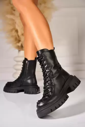 Ghete Dama Imblanite Negre din Piele Ecologica Zelina