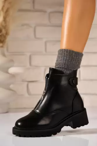 Ghete Dama Imblanite Negre din Piele Ecologica Zyon