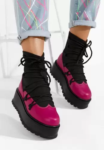 Ghete dama piele Amelia fucsia