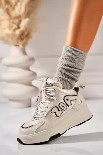 Ghete Dama Sport Bej din Piele Ecologica Jameya