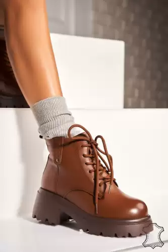 Ghete Piele Naturala dama Kaki Rhona