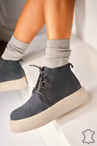 Ghete Piele Naturala Intoarsa dama Gri Airyn