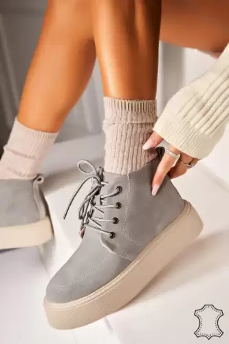 Ghete Piele Naturala Intoarsa dama Gri Airyn2
