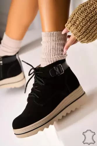 Ghete Piele Naturala Intoarsa dama Negre Maleny