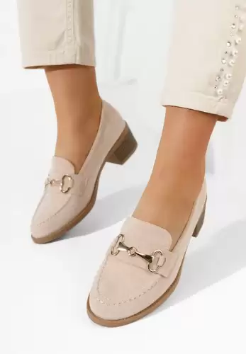 Mocasini cu toc Empress bej