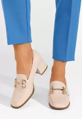 Mocasini cu toc Ixea bej