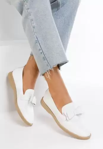 Mocasini dama eleganti Andeva albi