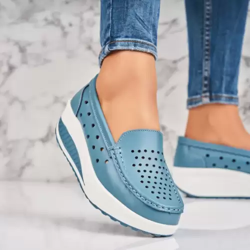 Mocasini dama Piele Naturala Albastri Anzal