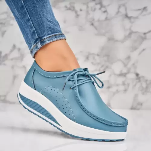 Mocasini dama Piele Naturala Albastri Judea