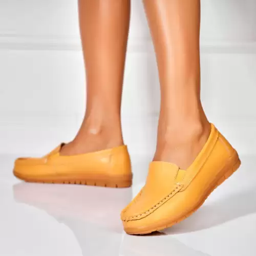 Mocasini dama Piele Naturala Camel Gena