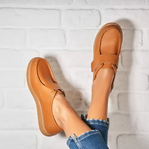 Mocasini dama Piele Naturala Camel Genesi