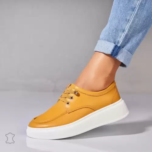 Mocasini dama Piele Naturala Galbeni Kensei