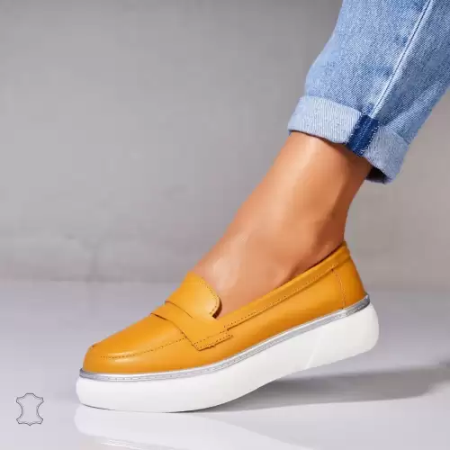 Mocasini dama Piele Naturala Galbeni Neyda