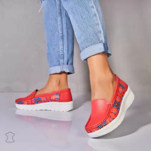 Mocasini dama Piele Naturala Rosii Rysa