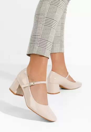 Pantofi cu toc gros Erosa bej