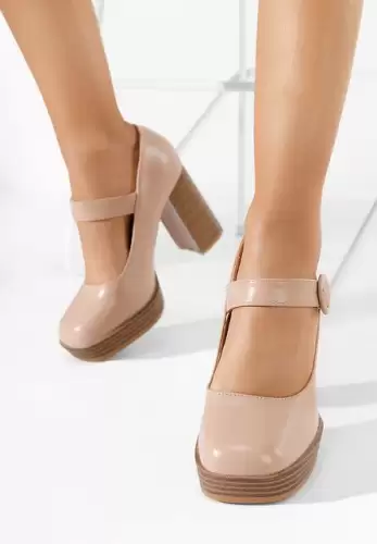 Pantofi cu toc gros Gabia V2 nude
