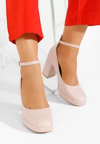 Pantofi cu toc gros si platforma Sarya bej
