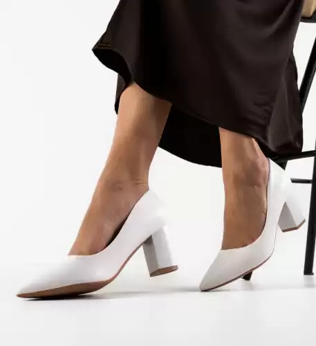 Pantofi cu toc Mylkay Albi
