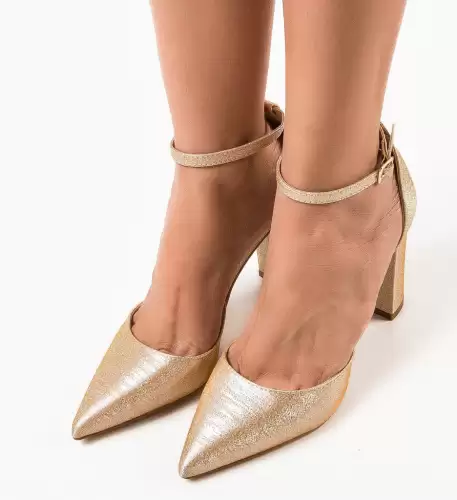 Pantofi cu toc Nakara Aurii 2