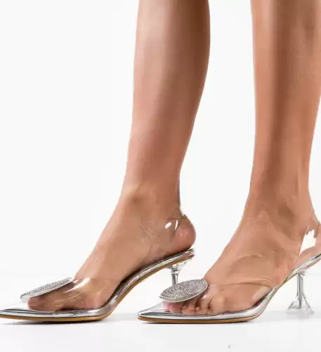 Pantofi cu toc Ramya Argintii