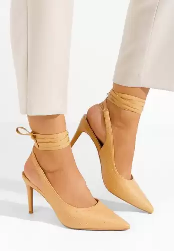 Pantofi cu toc stiletto Luvia camel
