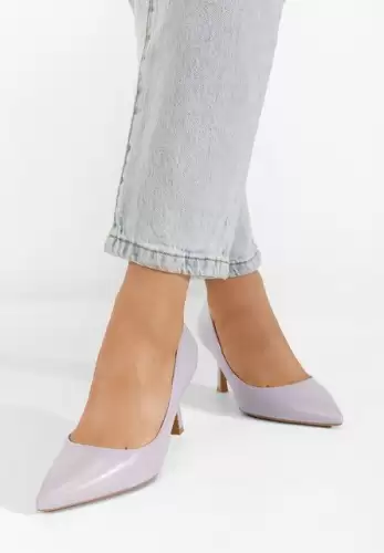 Pantofi cu toc subtire Lasena mov