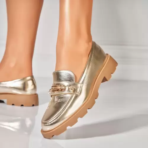 Pantofi dama casual Auriu din Piele Ecologica Yusra