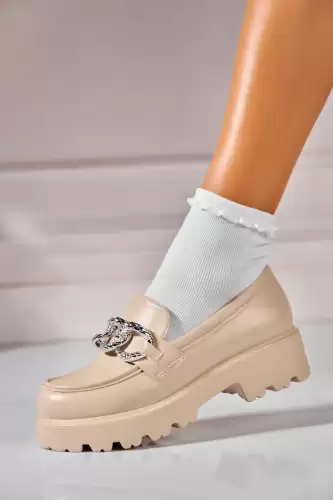 Pantofi dama casual Bej din Piele Ecologica Amalia
