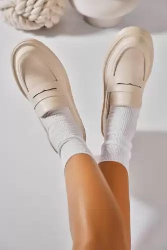 Pantofi dama casual Bej din Piele Ecologica Arinola