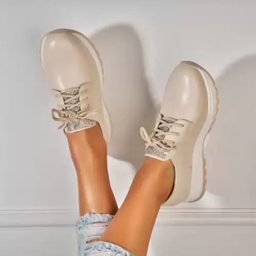 Pantofi dama casual Bej din Piele Ecologica Elisa