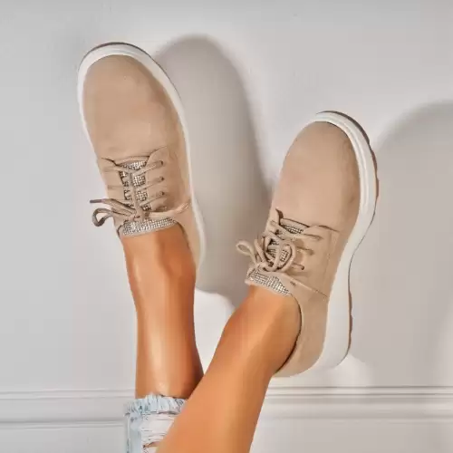 Pantofi dama casual Bej din Piele Ecologica Intoarsa Elisa2