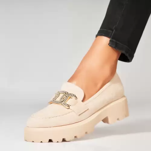 Pantofi dama casual Bej din Piele Ecologica Intoarsa Myiesha