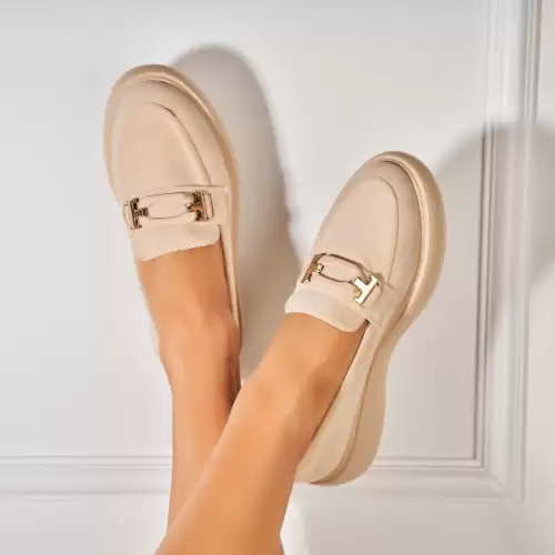 Pantofi dama casual Bej din Piele Ecologica Intoarsa Tyra