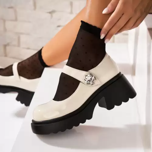Pantofi dama casual Bej din Piele Ecologica Lacuita Lyda