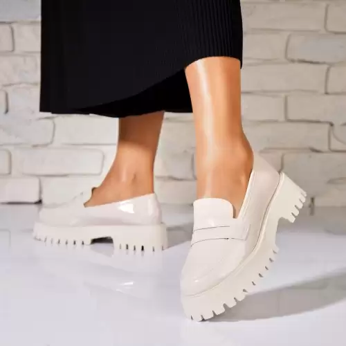 Pantofi dama casual Bej din Piele Ecologica Lacuita Zelaya