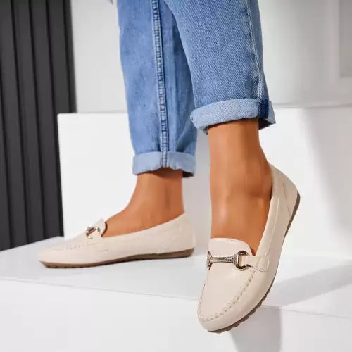 Pantofi dama casual Bej din Piele Ecologica Savio