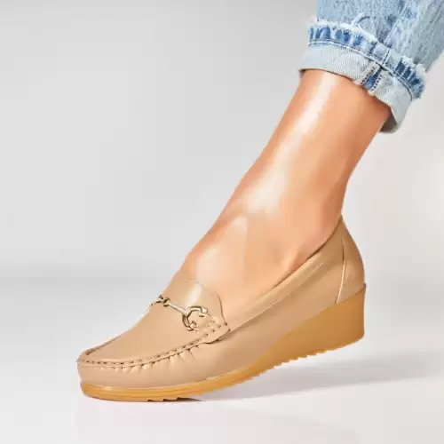 Pantofi dama casual Kaki din Piele Ecologica Aanya