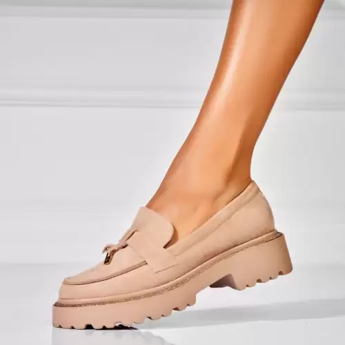 Pantofi dama casual Kaki din Piele Ecologica Intoarsa Cielle