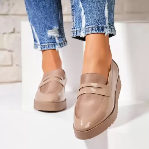 Pantofi dama casual Kaki din Piele Ecologica Lacuita Rozy